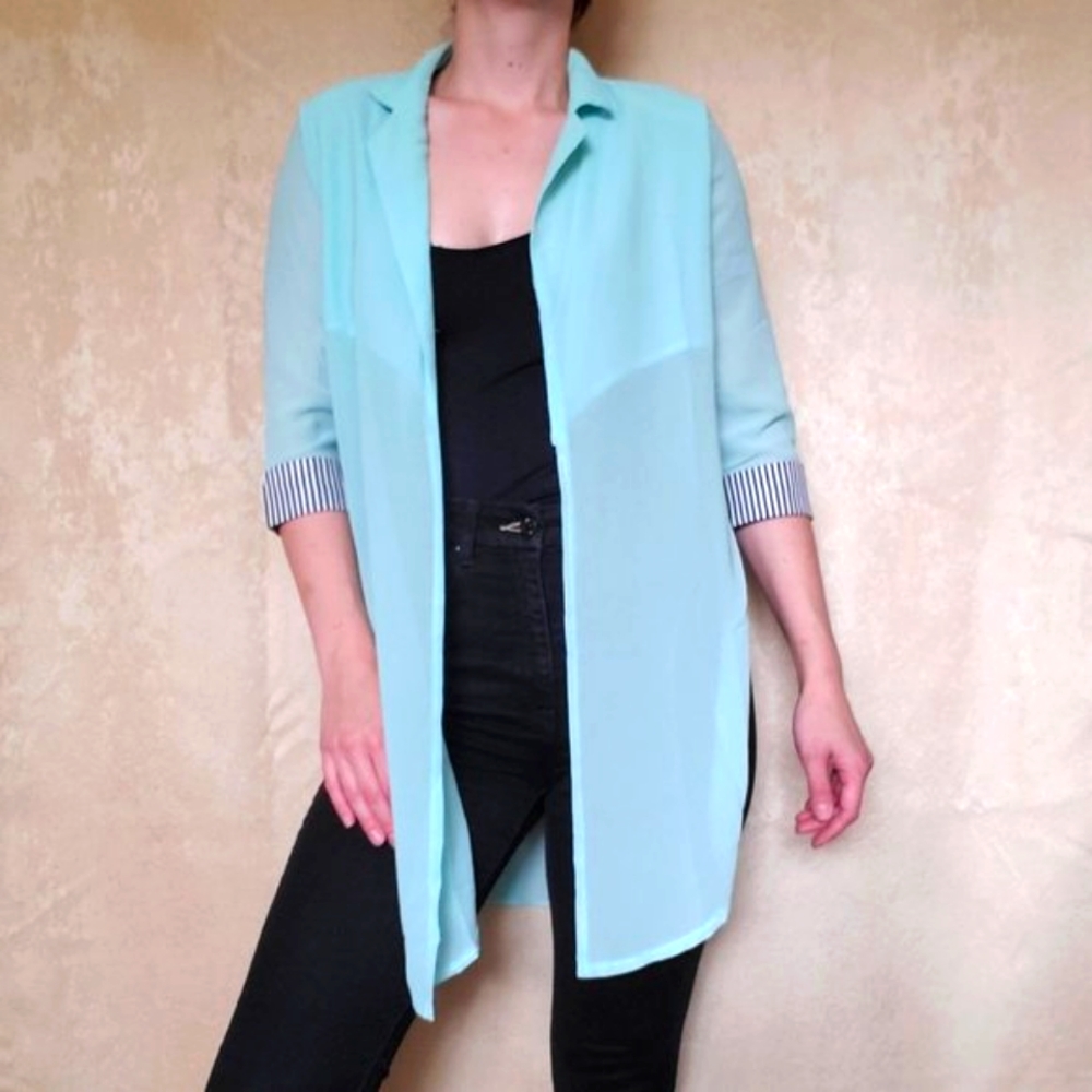 Turquoise sheer over shirt
